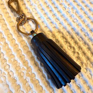 Tiffany & Co Black Leather Key Chain with Tassel